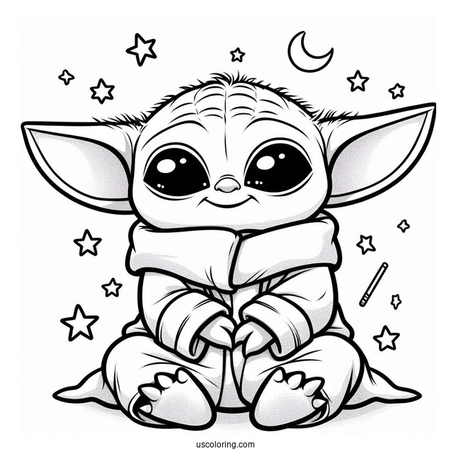 Cute Baby Yoda And Stich To Color