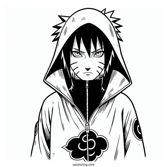 Naruto Coloring Page of Uchiha Itachi In Akatsuki Robe