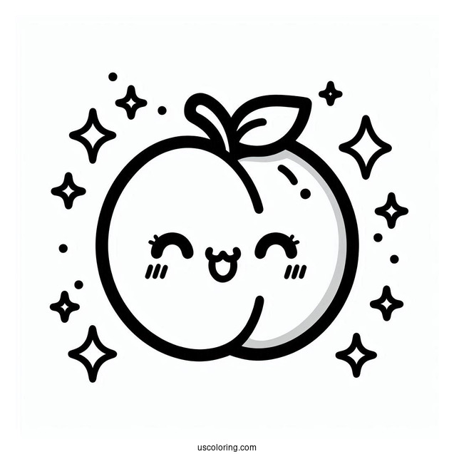 Kawaii Peach Coloring Page For Kids