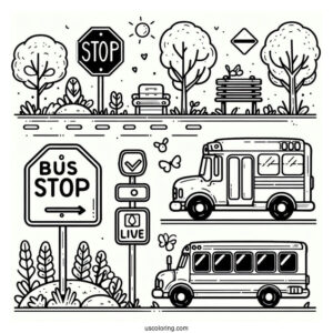 Bus Stop Sign To Color