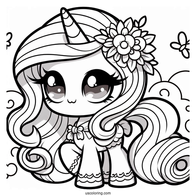 Cute Chibi Rarity Coloring Page For Preschoolers