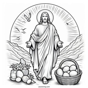 Easy 3D Jesus Coloring Page Text