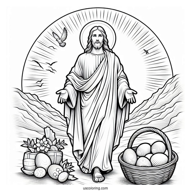 Easy 3D Jesus Coloring Page Text