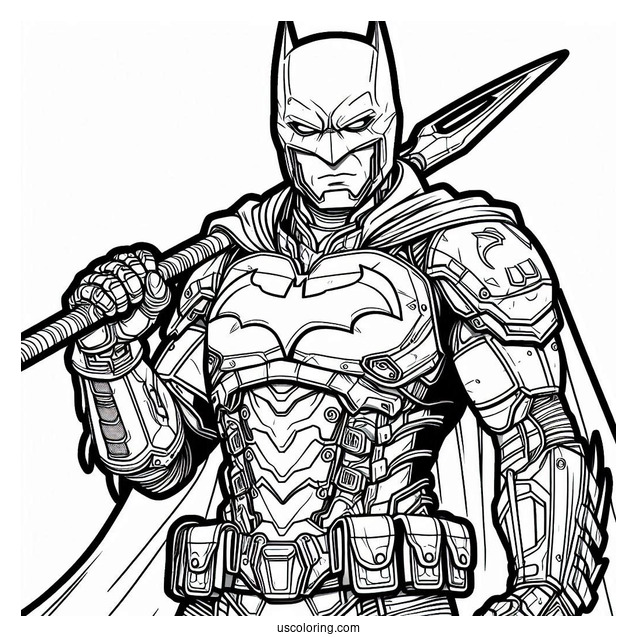Coloring Sheet Of Batman In Armored Batsuit