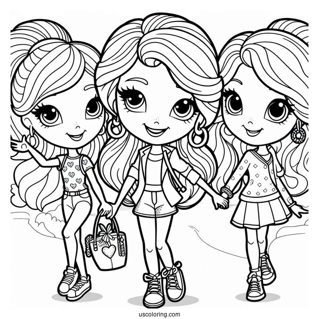 Polly Pocket Coloring Page Hanging Out With Shani Smith And Lila Draper