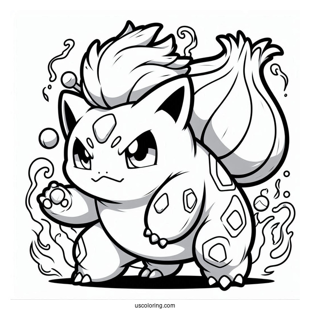 Bulbasaur Coloring Page In Battle Mode