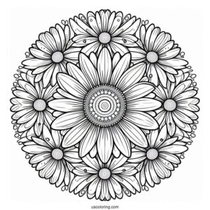 Massive Daisy Spring Mandala Coloring Page For Kids