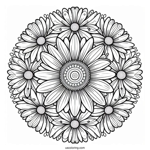 Massive Daisy Spring Mandala Coloring Page For Kids