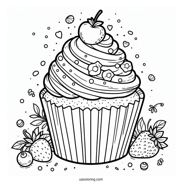 Cupcake With Delicious Icing And Sprinkles