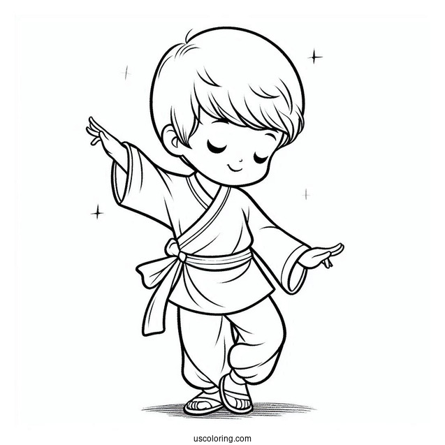Precious Moments Coloring Page Of Boy Dancing To Song
