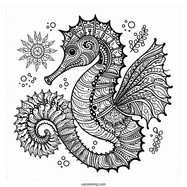 Seahorse Mandala Coloring Page For Adults