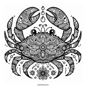 Intricate Crab Coloring Page Mandala