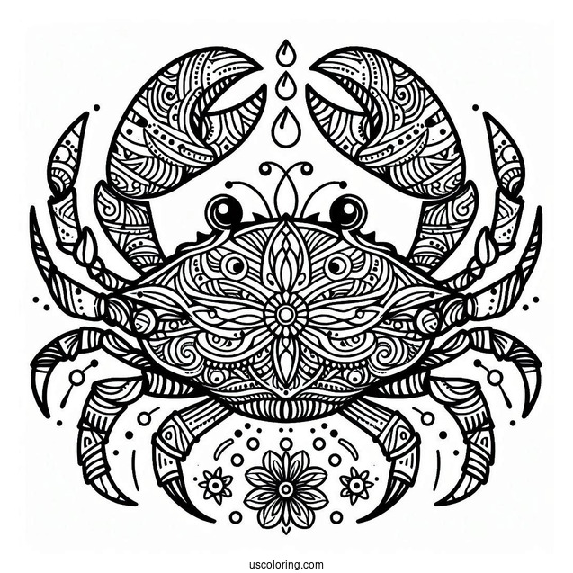 Intricate Crab Coloring Page Mandala