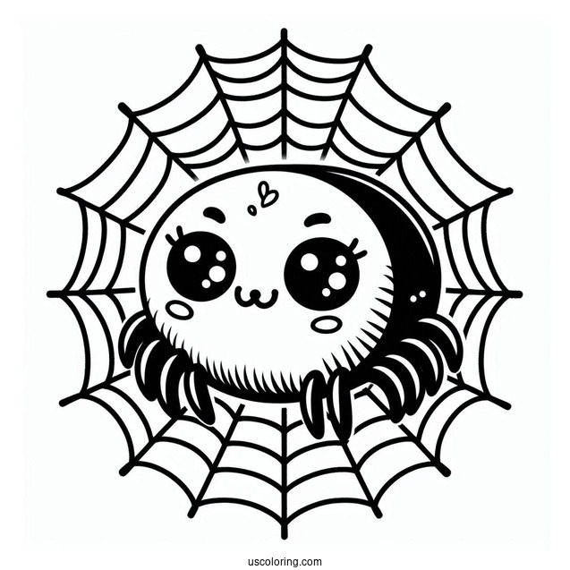 Cute Cartoon Spider On Web