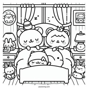 Detailed Pompompurin And Friends Sleeping In Bedroom