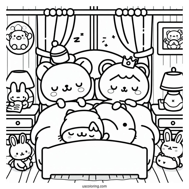 Detailed Pompompurin And Friends Sleeping In Bedroom