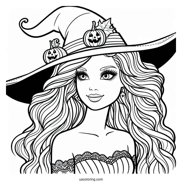 Barbie Wearing Witches Hat On Halloween