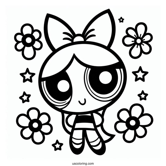 Easy Powerpuff Girls Coloring Page For Kids