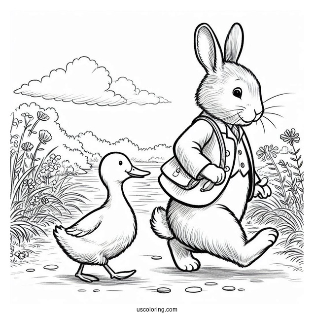 Peter Rabbit Coloring Page Of Jemima Puddle Duck Walking With Mark Huckerby