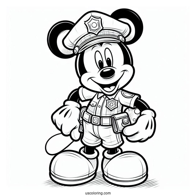 Mickey Mouse Police Officer Coloring Page