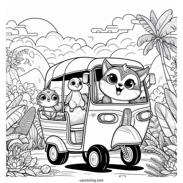 Raya And The Last Dragon Coloring Page Of Cute Baby Tuk Tuk For Preschoolers