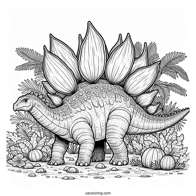 Realistic Stegosaurus Coloring Page