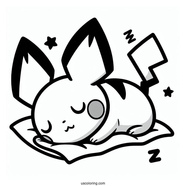 Pichu Coloring Page Sweet Sleeping Face Pokemon Card