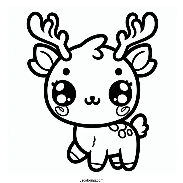 Adorable Kawaii Themed Reindeer To Color