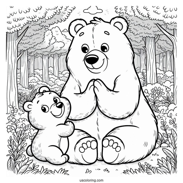 Bear Coloring Page Of Yogi With Boo Boo In The Forest