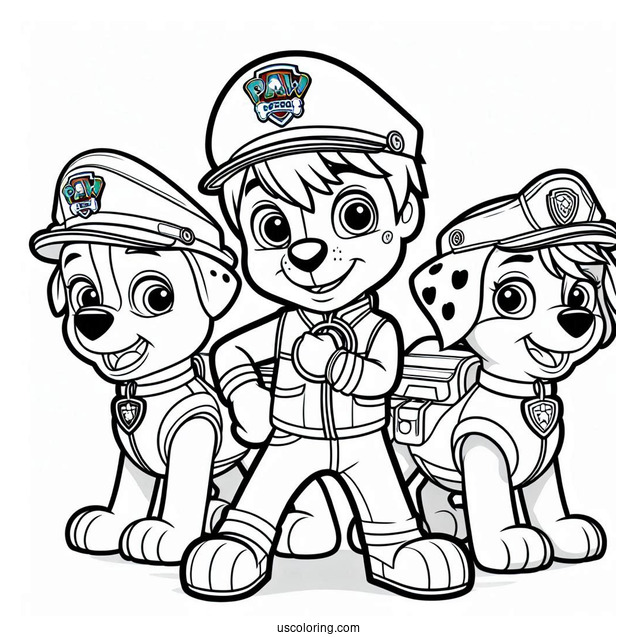 Chase, Skye And Marshall Coloring Page For Kids