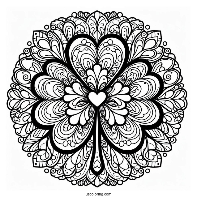 St. Patrick's Day Coloring Page Intricate Clover Mandala
