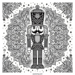 Nutcracker Coloring Page Inside A Snowflake Mandala