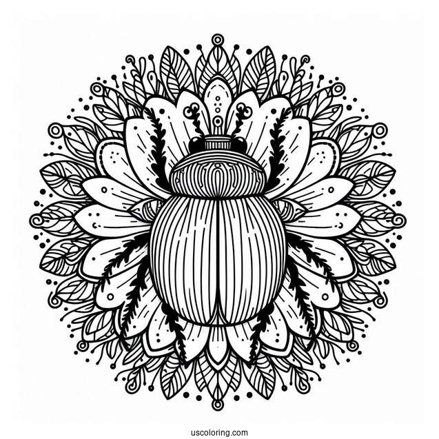 Flower Beetle Coloring Page Mandala
