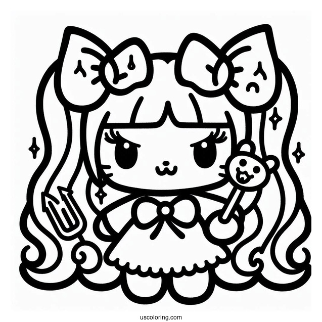 Sanrio Coloring Pages Of Kuromi With Evil Smile