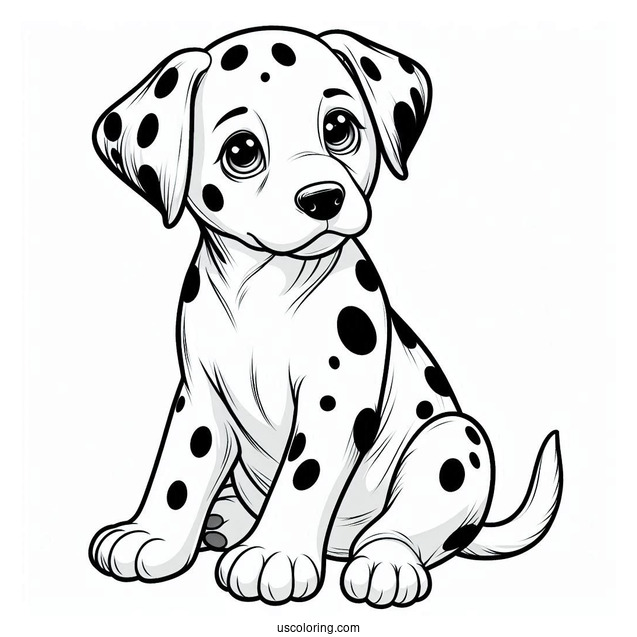 Dalmatian Puppy Sitting Coloring Page