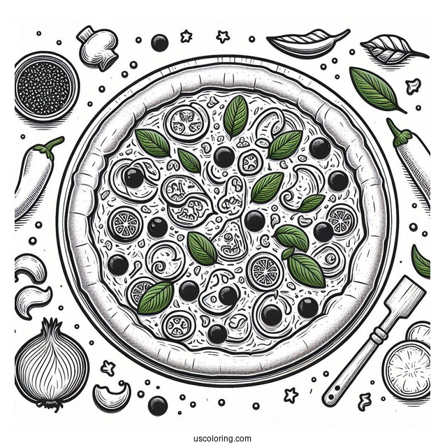 Deep Pan American Pizza Coloring Page