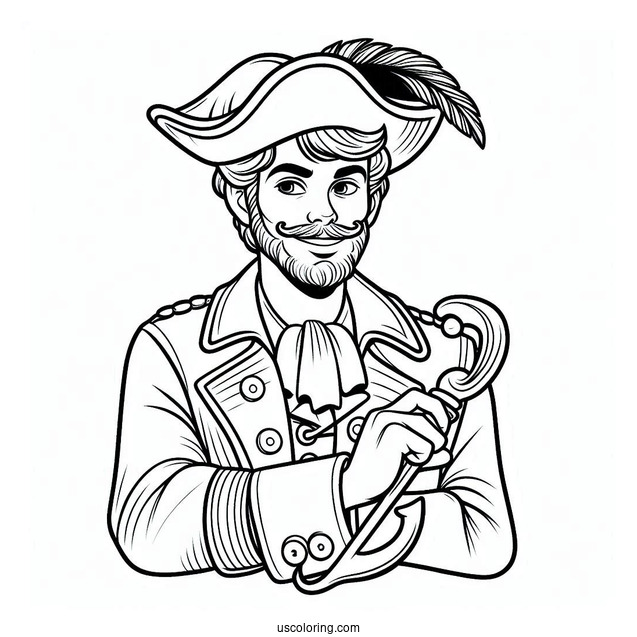 Easy Coloring Page Of Captain Hook For Kids