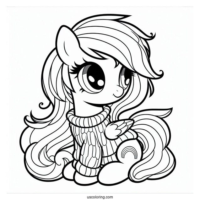 Cute Rainbow Dash Coloring Page Wearing A Sweater