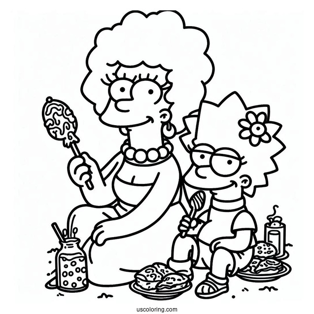 Simpsons Coloring Pages Of Cool Patty And Selma Bouvier