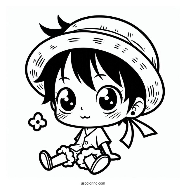 Chibi Luffy Coloring Page For Preschoolers