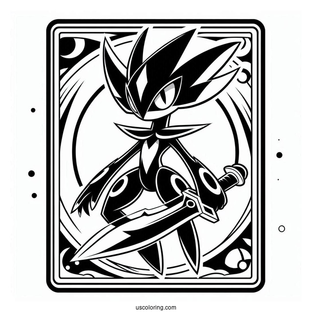 Greninja Shadow Knife Pokemon Card Coloring Page For Kids