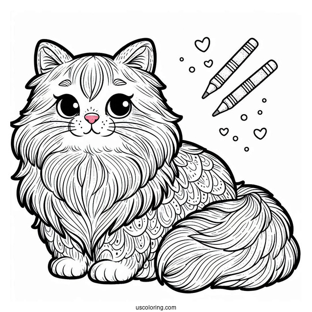 Coloring Page Of Furry Cat