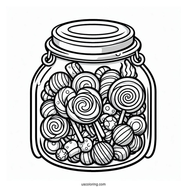 Jar Of Lollipops To Color For Kids