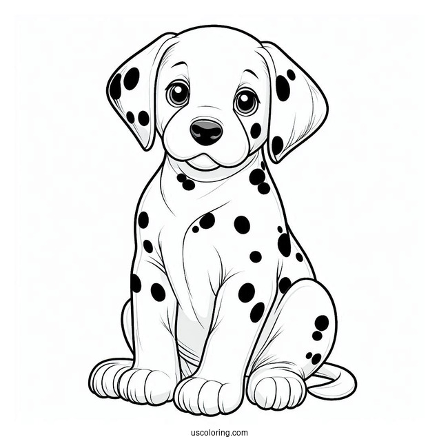 Dalmatian Puppy Sitting Coloring Page