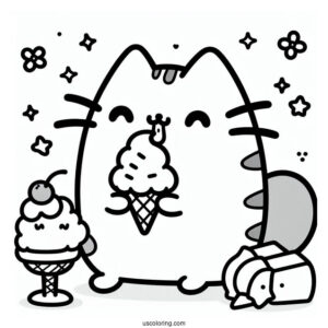 Pusheen Cat Eating Ice Cream