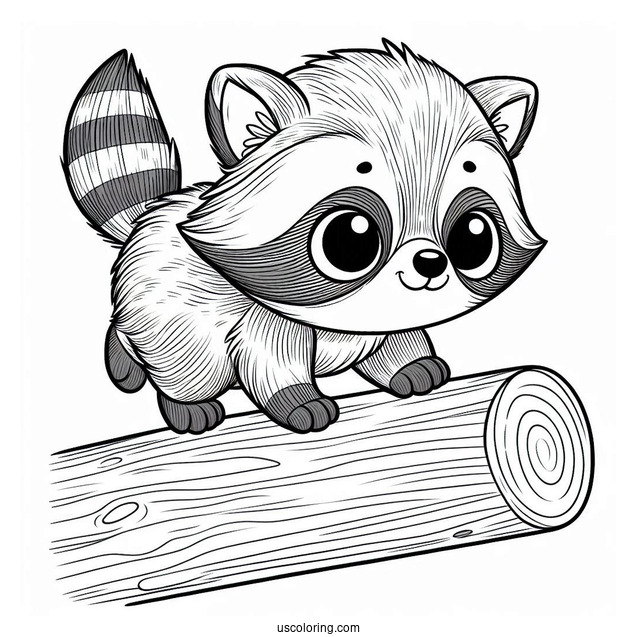 Small Raccoon Coloring Page Balancing On A Ledge