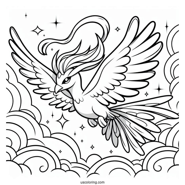 Ho-Oh Pokemon Soaring In The Sky