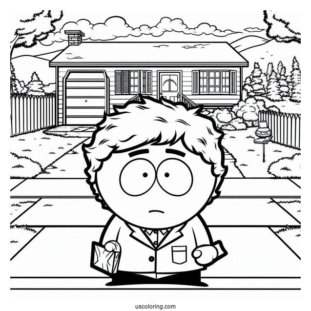 South Park Coloring Page Of Randy Marsh Standing In His Driveway