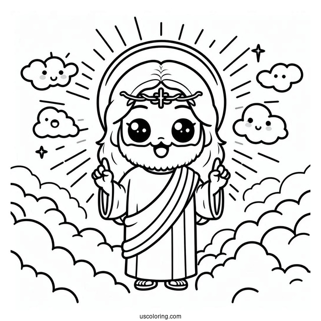 Cute Kawaii Jesus Christ Coloring In
