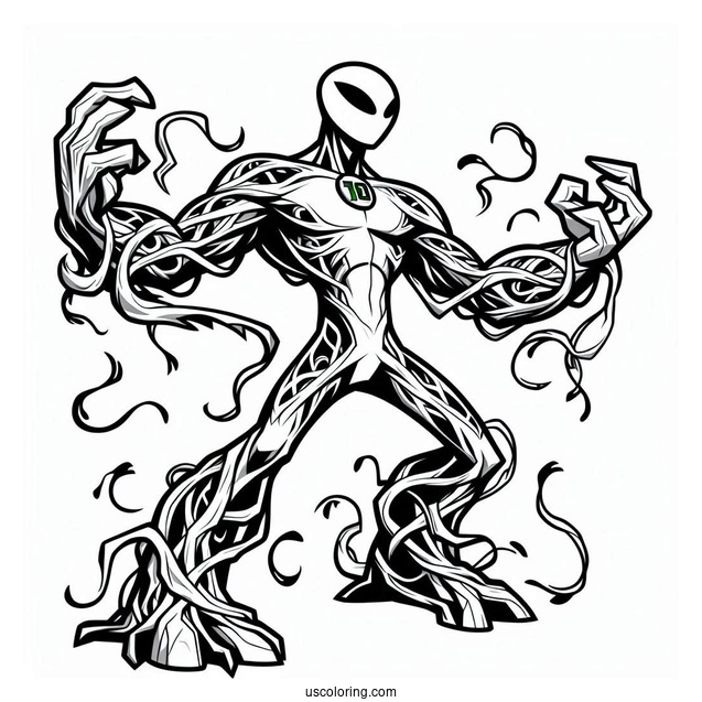 Ben 10 Coloring Page Of Wildvine Alien Form
